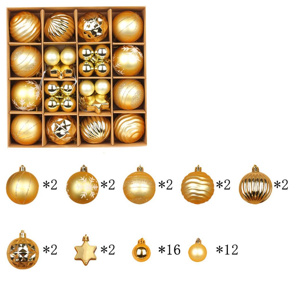 44pcs Christmas Decoration Balls Christmas Tree Hanging Balls Snowflake Balls