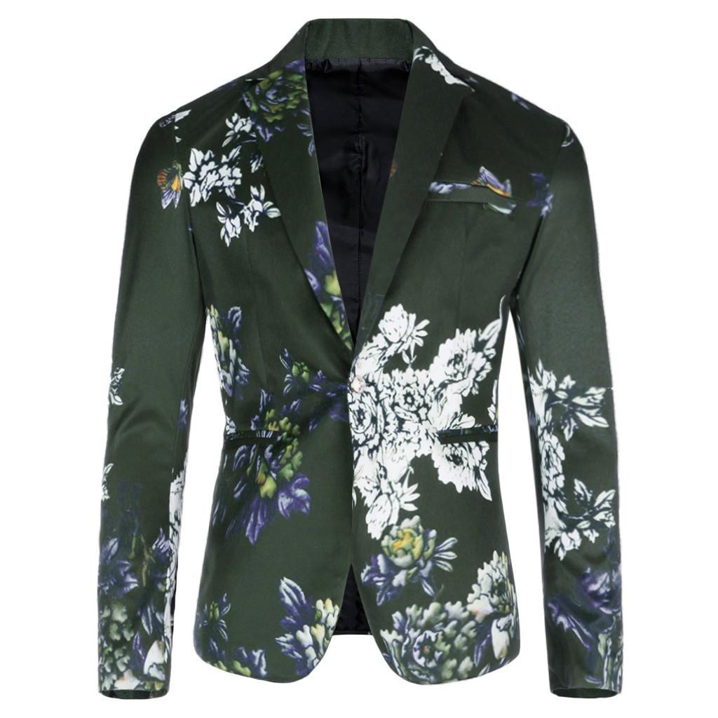 Men's Stylish Casual Print  Business Wedding Party Outwear Coat Suit Tops