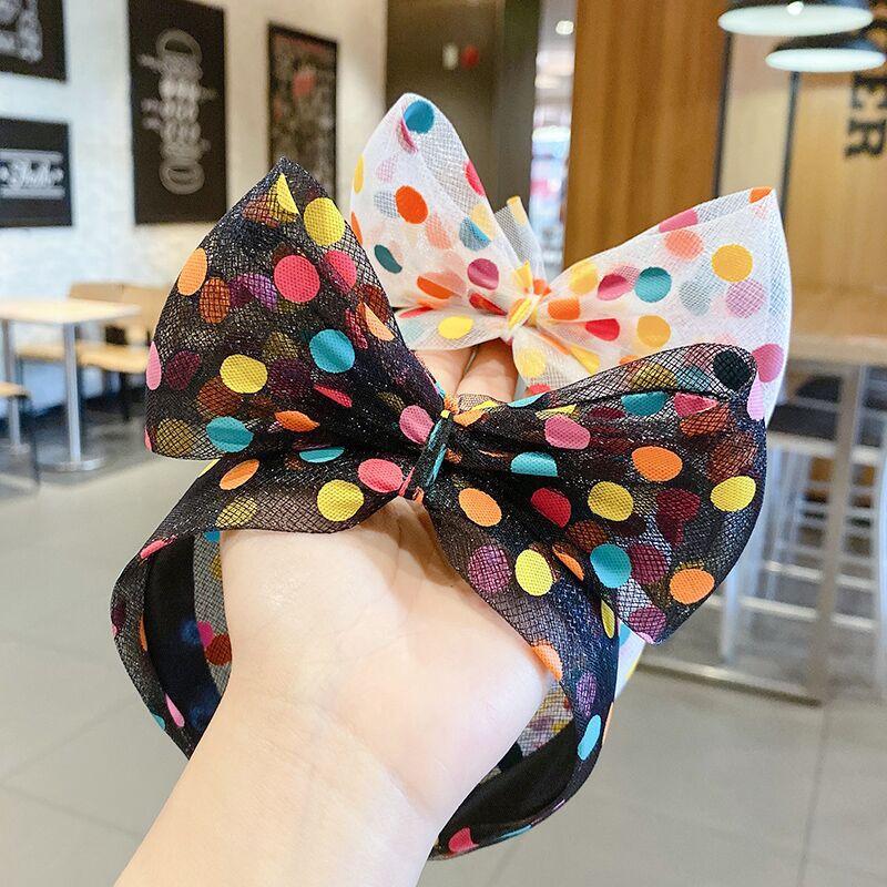 1pc New Mesh Camouflage Spot Headband with Sheer Bowknot Exquisite Hairband for Women Cute Hair Ring