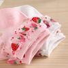 Girls Strawberry Print Ruffle Socks Breathable Eyelet Ankle Socks Cute Summer Cotton Boat Socks For Kids