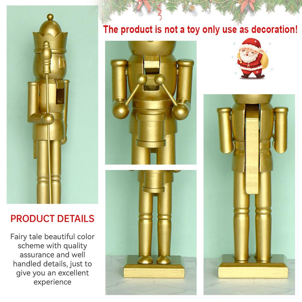 25cm/38cm Christmas Nutcracker Wooden Soldier Golden King Drummer Creative Craft Festival Gift Desktop Ornament Home Decoration