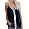 Women's Summer Casual Color V-Neck Lace Hundred Camisole Blouse Tops