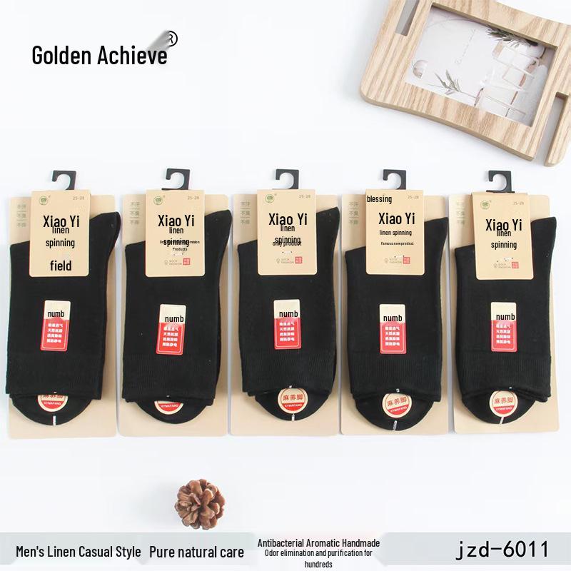 

Мужские носки до середины икры из хлопка и льна - Дышащие, с защитой от запаха, влагоотводящие, однотонные (Черный, белый, серый) на все сезоны, в японском стиле One Size