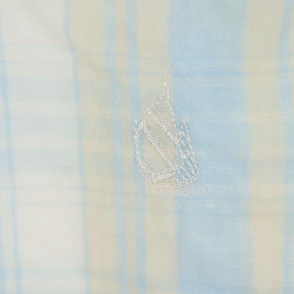 Nautica Cămașă cu mânecă scurtă cu nasturi pentru bărbați, amestec de in, model carouri vechi, anii '90, folosită