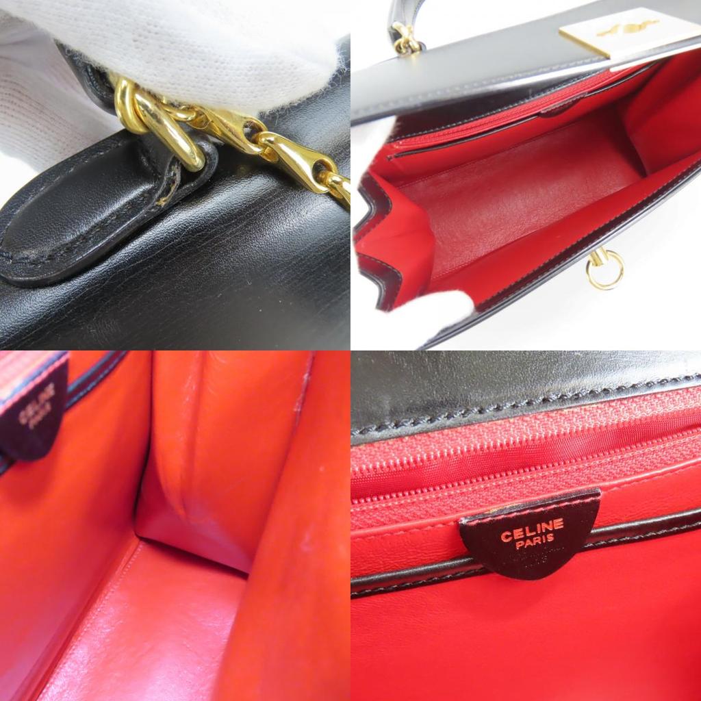 Used CELINE Handbag Gancini leather black Chain