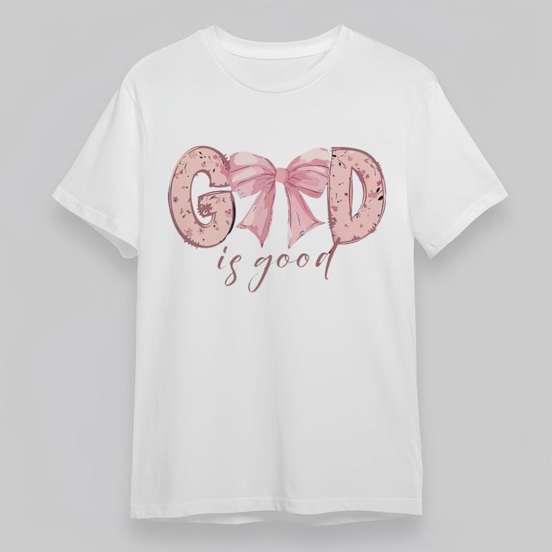Women's Oversize Soft Comfortable Classic T-Shirt God Is Good Pink Lettering Tee