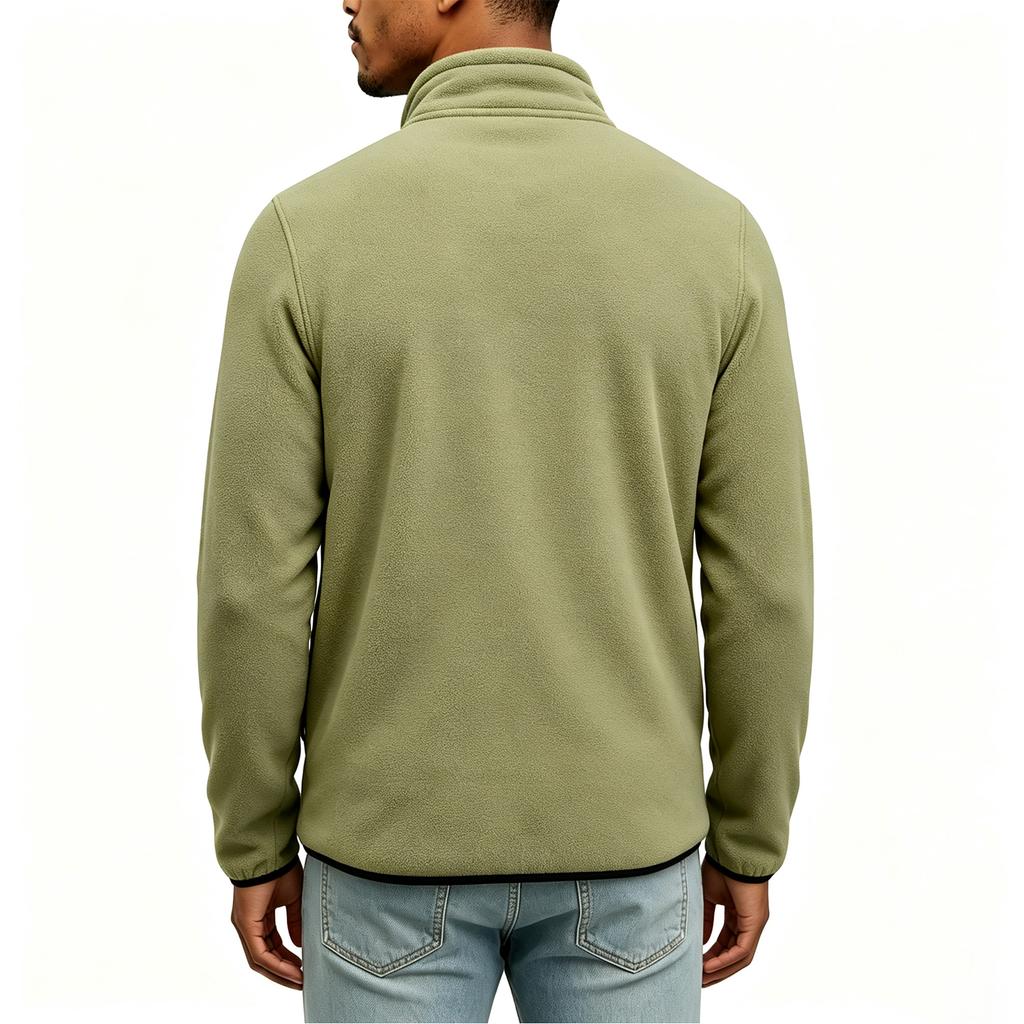 Men's Pullover with Stand Collar and Half Zip for Winter Outdoor