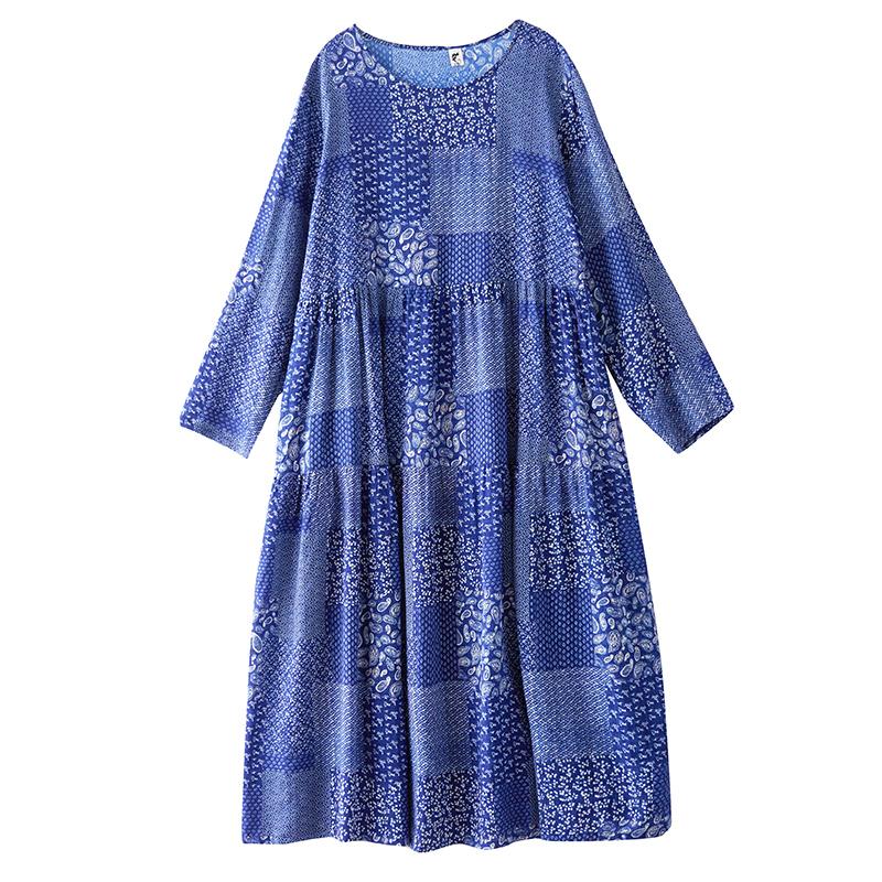 DIMANAF New 2026 Women Plus Size Spring Summer Beach Long Dress Lady Loose Oversize Maxi Print Floral Dresses