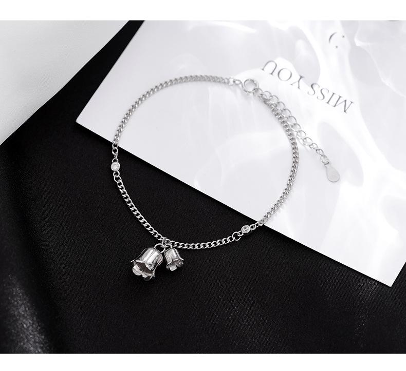 Banyan Tree S925 Silver Lily of the Valley Zircon Chain Bracelet for Women & Girls