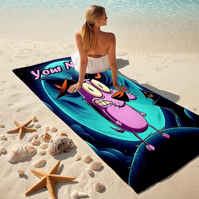 1PC Custom Name Nightmare Cat Adventure Beach Towel Highly Absorbent And Sand-Resistant Towel for Swimming, Pool, Yoga, And Travel Lightweight