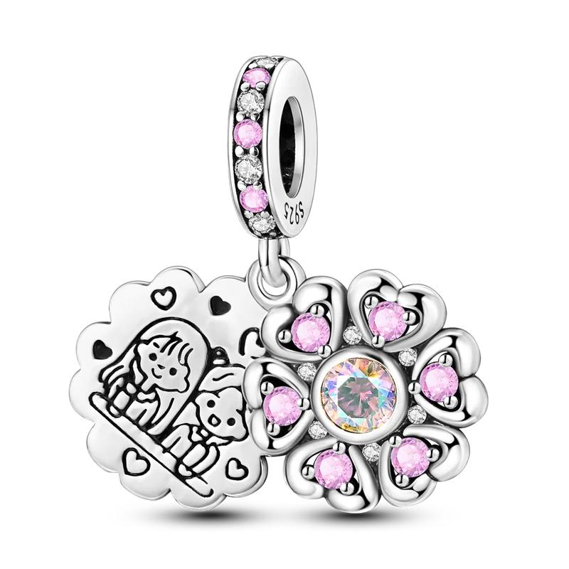 Copper Heart & Mum Dangle Dream Catcher Charm Fit 4Mm Hole Diamete Bracelet Diy Jewelry For Women Bracelet Beads