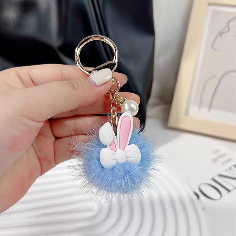 1 piece of smooth touch butterfly bow rabbit ear decoration daily necessities plush keychain accessory