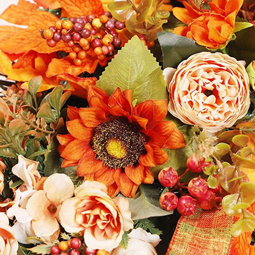Fall Swag For Front Door Flower Maple Berry Teardrop Swag Hangable Wreath Decorations For Holiday Decorators Office Apartment