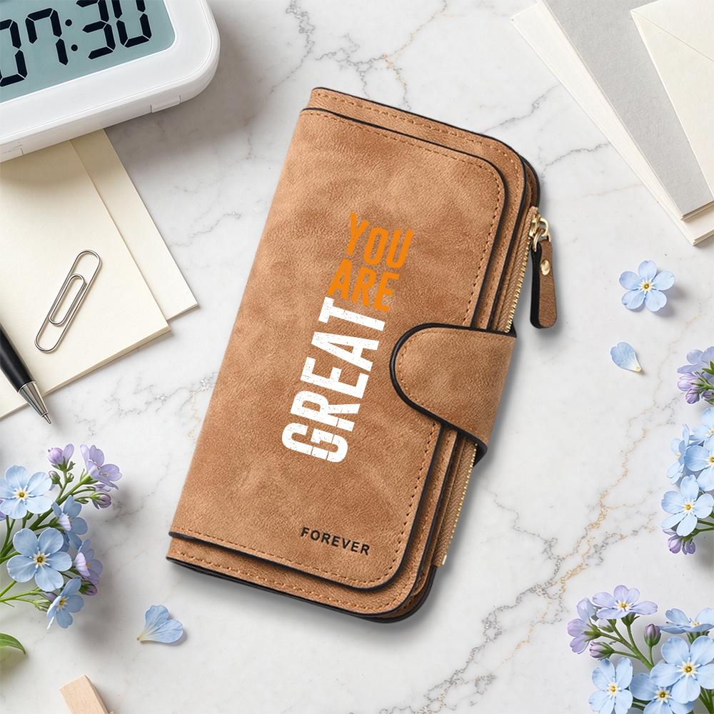 Stylish Long Wallet with Inspirational Slogan Durable