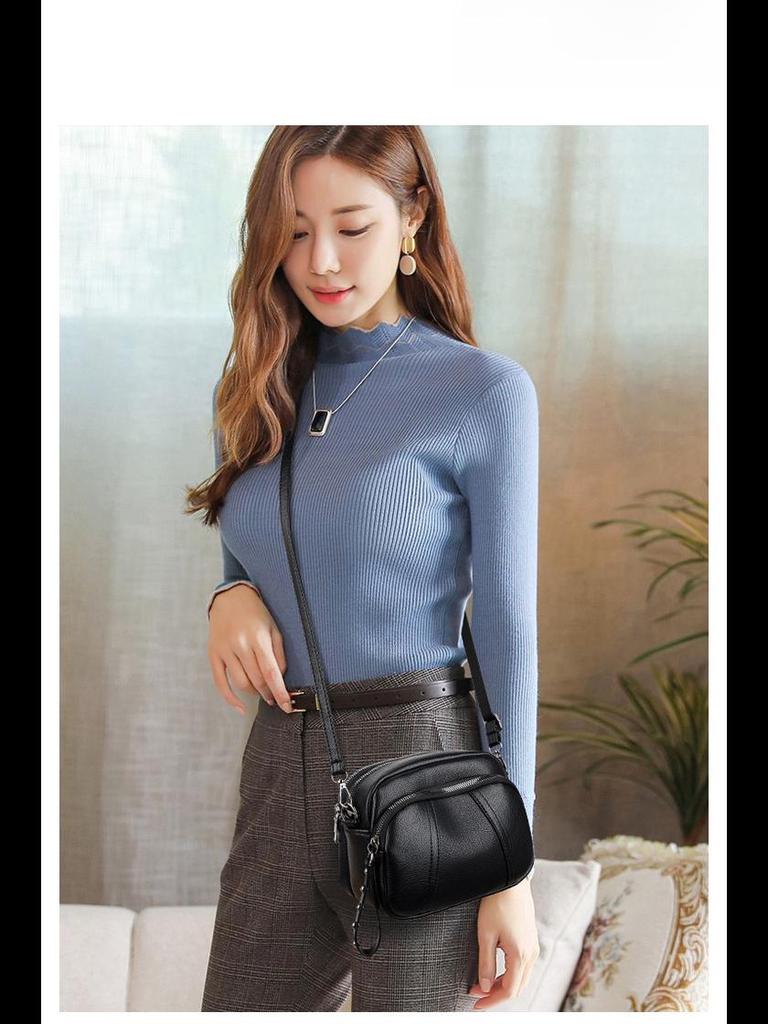 Damen Niet Reißverschluss Kleine Quadratische Taschen, Modische Handy-Taschen, Weiche Leder Umhängetaschen & Messenger Bags