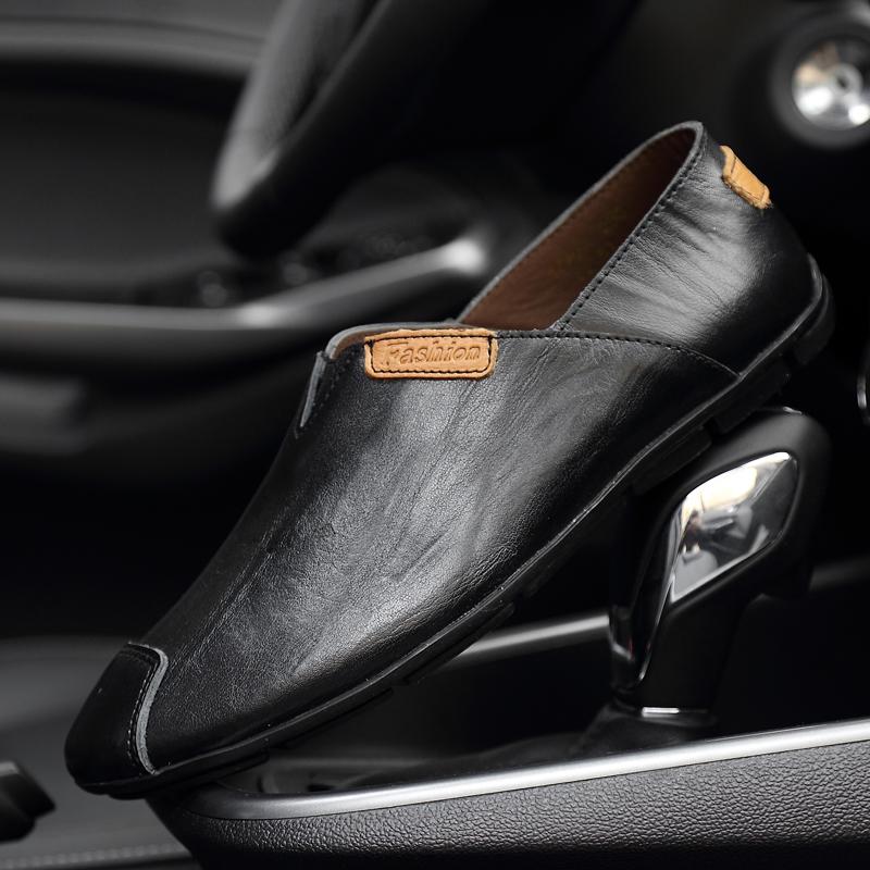 Fashion New Genuine Leather Mens Loafers Stylish Design Moccasins  Comfy Men's Casual Slip on Shoes Hollow Breathable Male Driving Flats