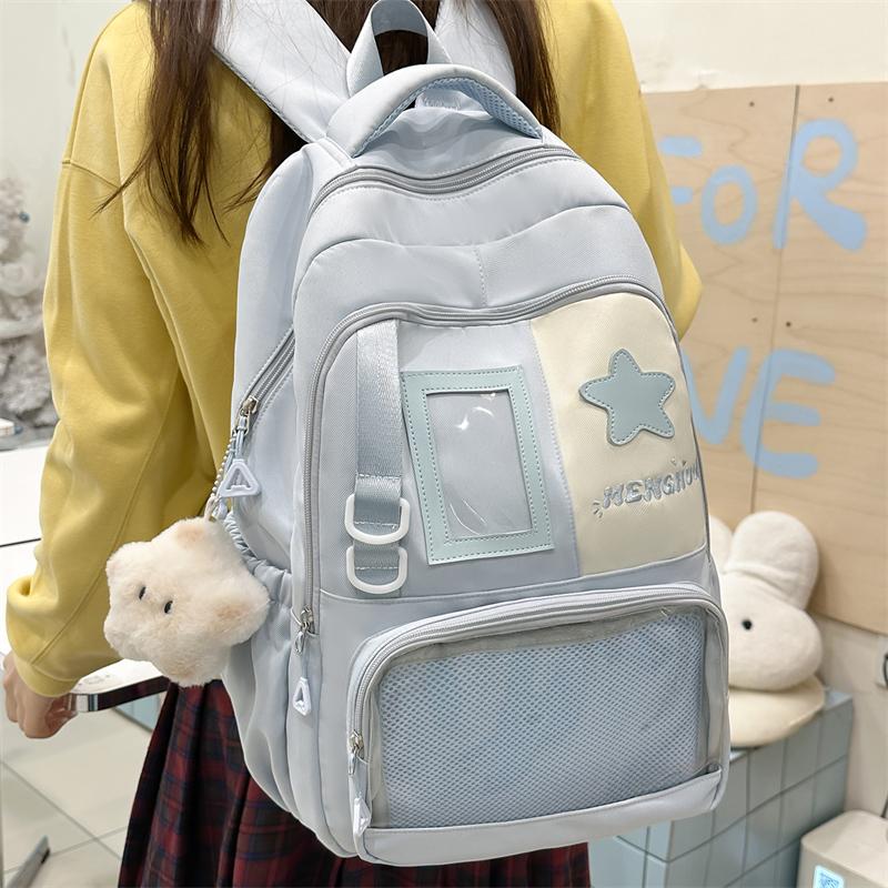 Cute Star Design Backpack for Women and Girls – Lightweight School Bag with Front Pocket, Mesh Compartment – Perfect for Daily Use, College, or Travel