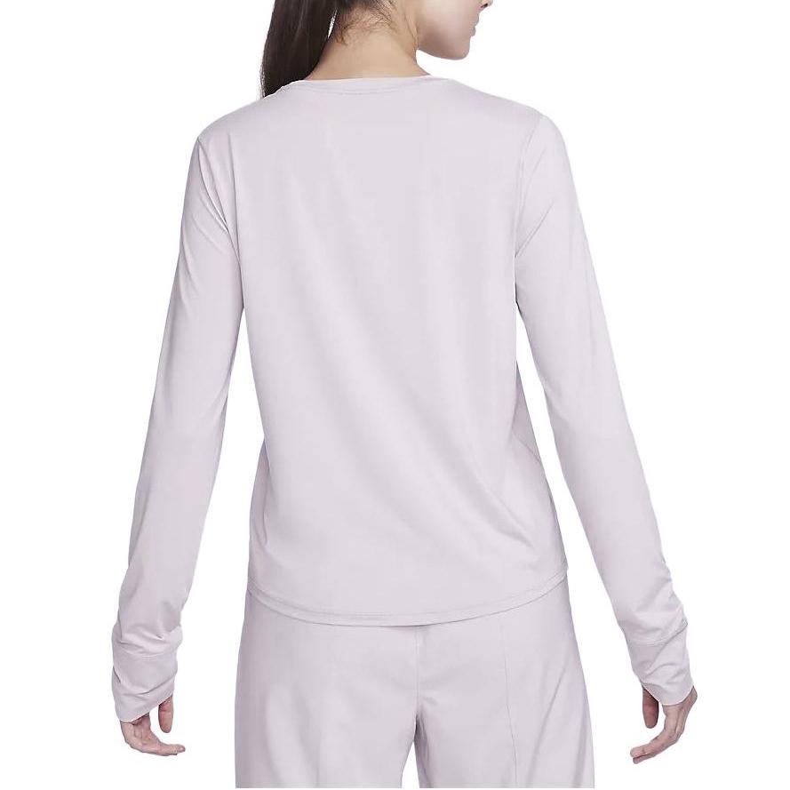 Nike Solid Color Round Neck Casual Long Sleeve T-Shirt Women Tops Grey Purple FN2802-019