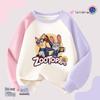 Girls' Zootopia Color Block Hoodie with Lights - Cotton, Raglan Sleeves, Striped, Thin/Plus Velvet, Autumn/Winter