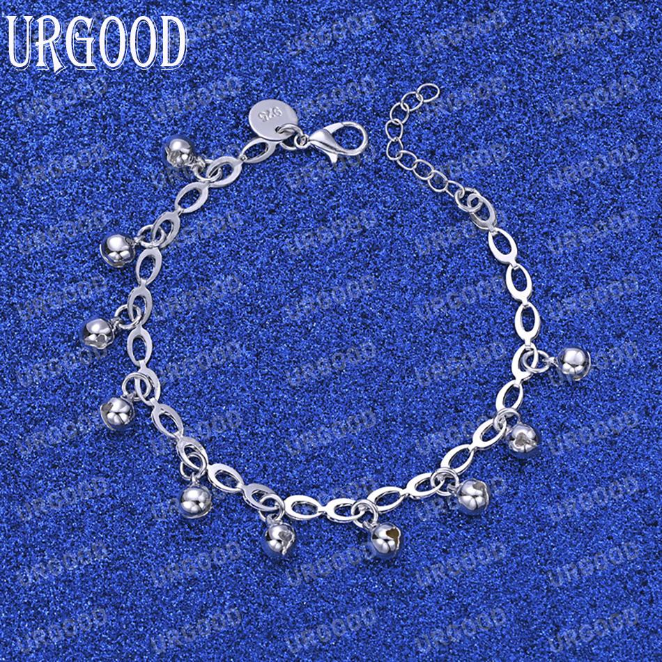 Bransoletka z łańcuszkiem zegarowym z perłowym kulkowym srebrem próby 925, modna biżuteria ślubna