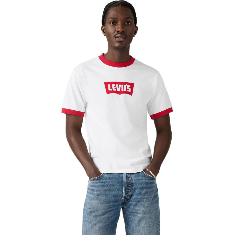 Levis Beyoncé Collaboration SS25 Logo Print Contrast Ribbed Collar Loose Short Sleeve T-Shirt Men T-Shirts 004AU-0001