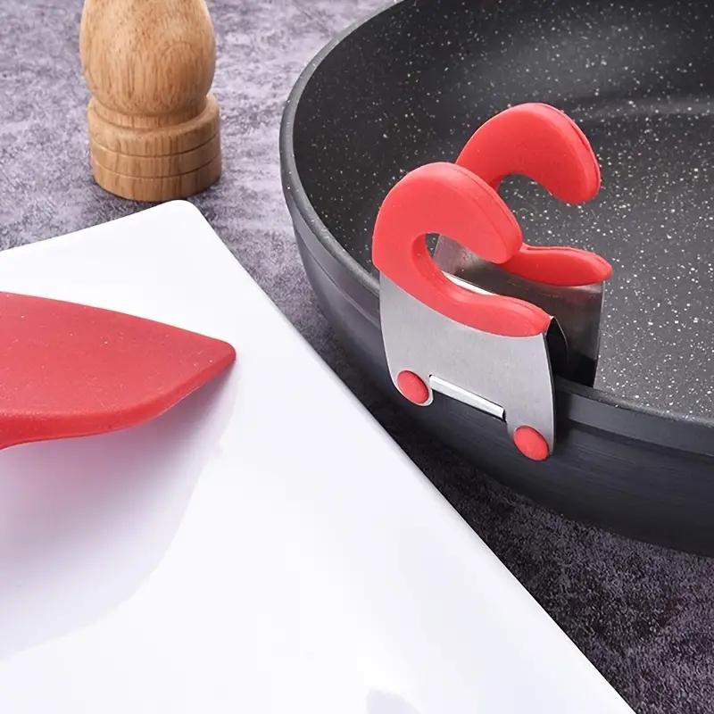 Stainless Steel Pot Spoon Holder, Anti-Scald Silicone Grip Pot Clip Holder For Spoon, Kitchenware Bowl Clip, Cooking Utensils To