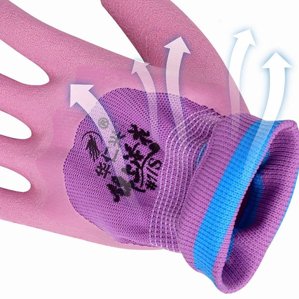 Latex Wrinkles Working Gloves Pink Protective Mittens Durable Rubber Coated Glove  Female