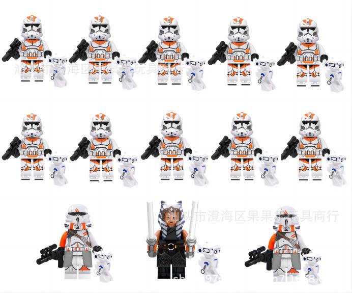 Star Wars Airborne Clone Trooper Stavebnice pro kluky - 13 stylů, Vzdělávací puzzle hračka, Balení Bagger