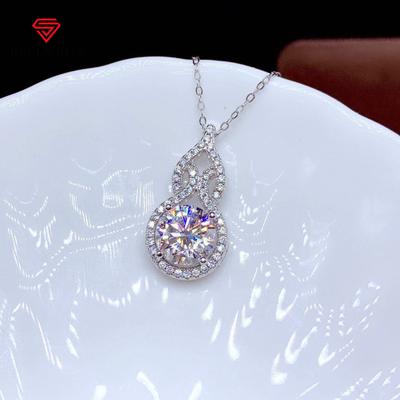 2 Carat Eight Heart Eight Arrow Fire Color Explosion Gourd Pendant Necklace For Women Charm Wedding Engagement Fine Jewelry New Trendy