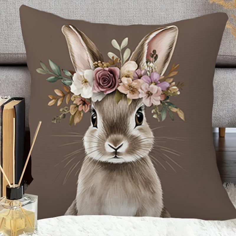 

Cute rabbit pattern pillowcase fresh decorative pillowcase 40cmx40cm