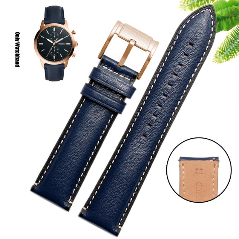 Genuine Leather 22mm Watch Strap for FOSSIL FS4835/FS5237/ME3052/FTW1114 Cowhide 20mm Watch Band Replace Waterproof Bracelet Men