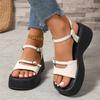 2025 Summer Women's Outdoor Open Toe Platform Sandals Buckle Strap Wedges Casual Daily Walking Shoes for Leisure Comfort