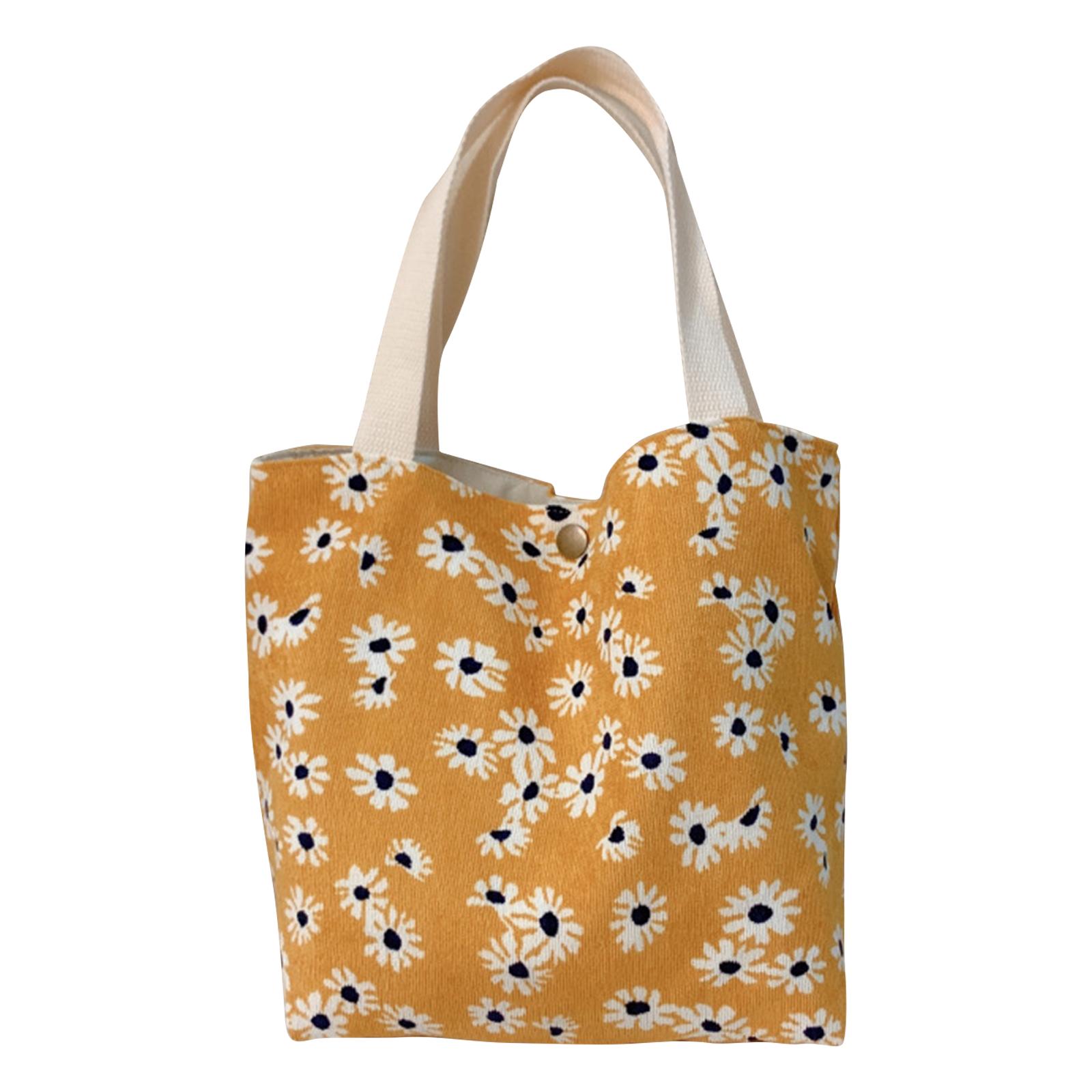 Цветочный принт вельветовая сумка-тоут женские сумки повседневные маленькие сумки Bento для женщин кошельки для покупок женская сумка для мам C