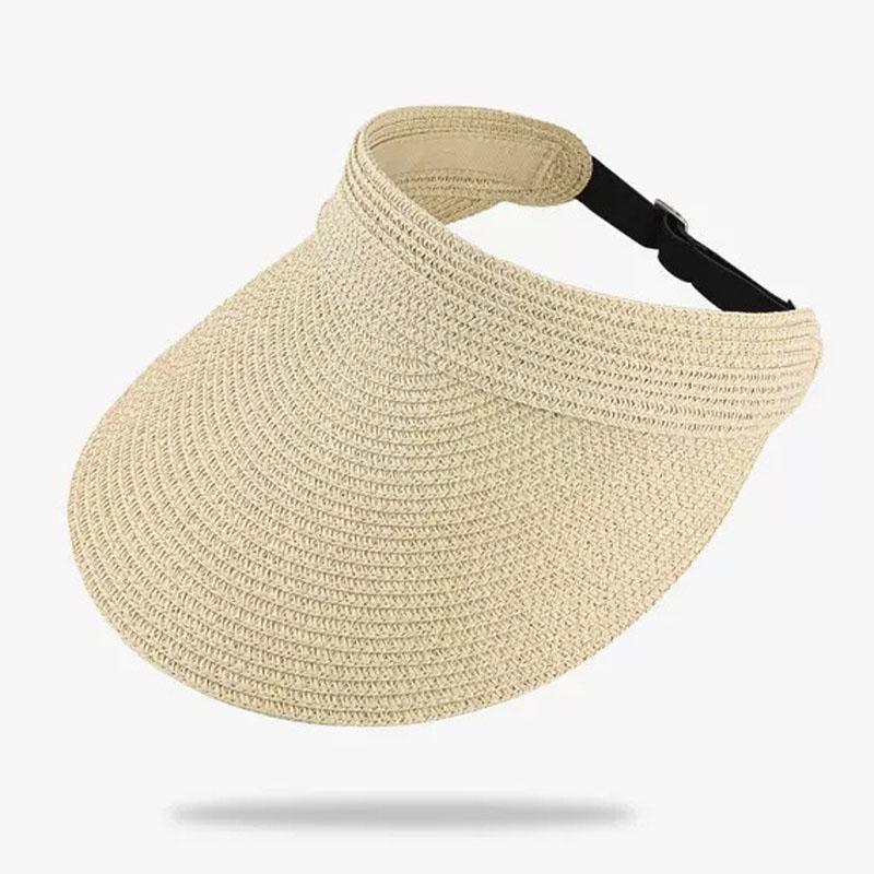 Women Summer Empty Top Hat Outdoor Hiking Foldable Sun Cap Wide Large Brim Beach Visors Straw Hats