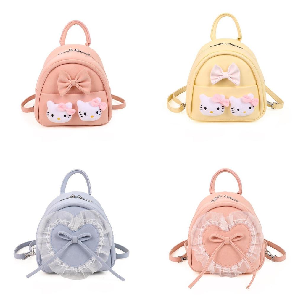 Słodka Lalka Hello Kitty i Koronkowa Dekoracja z Kokardką Mini Plecak dla Ucznia do Codziennego Użytku