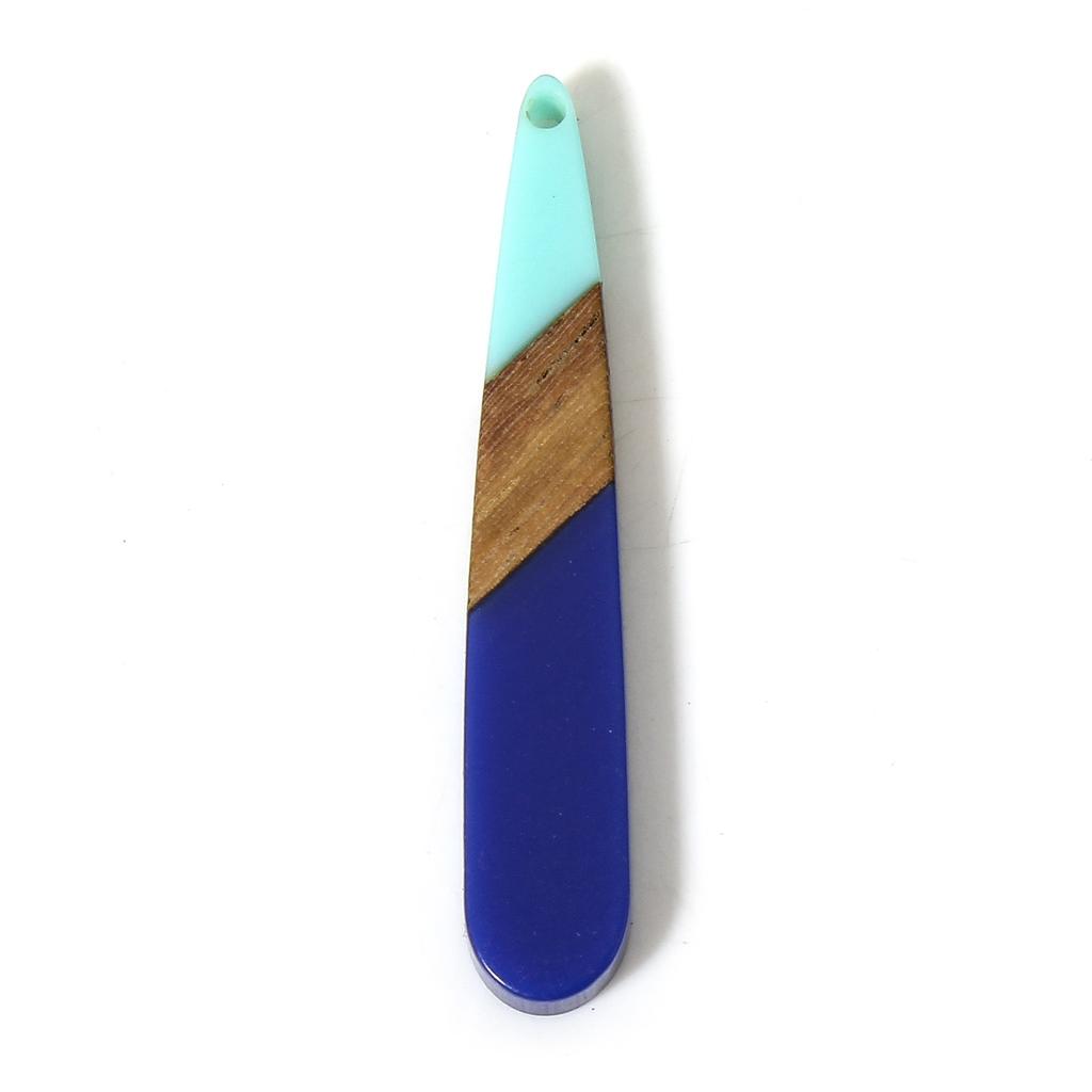 5 PCs Resin & Wood Wood Effect Resin Pendants Multicolor Drop 4.4cm X 0.8cm