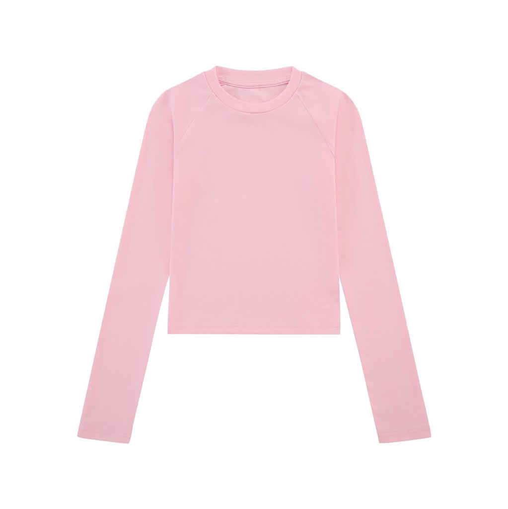 2024 Early Autumn Korean Style Ribbed Slim Fit Long Sleeve Women's T-Shirt with Raglan Sleeves