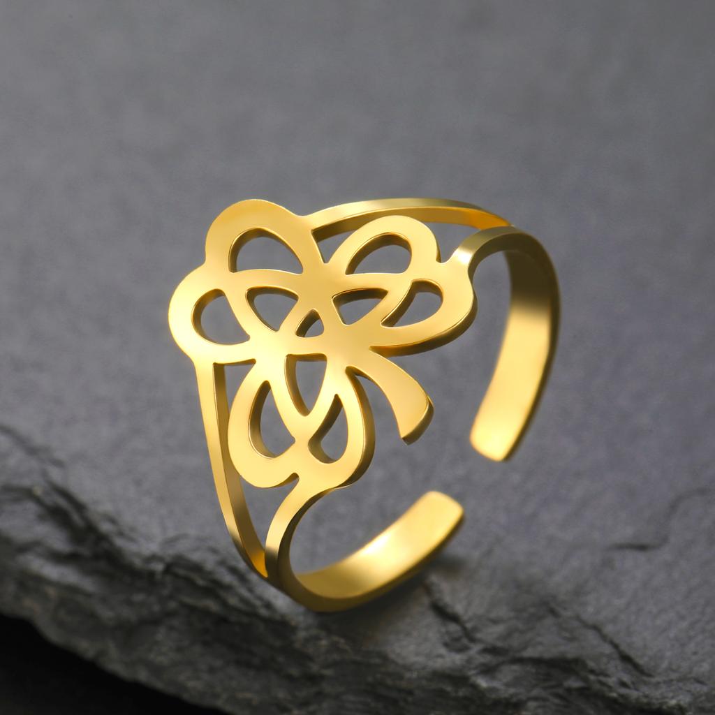 LIKGREAT Irish Knot Ring Shamrock Rings for Women Men Stainless Steel Adjustable Celtic Clover Protection Wedding Gift Jewelry