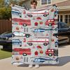 1PC Ambulance firetruckOutdoor Flannel Blanket - Soft Plush Decor for Picnics, Camping, Bedroom, Playroom, Office, or Lunch Break 1233A