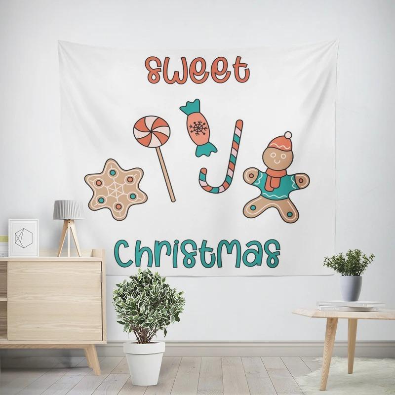 Christmas New Year Candy Coffee Pattern Living Room Bedroom Decorative Tapestry