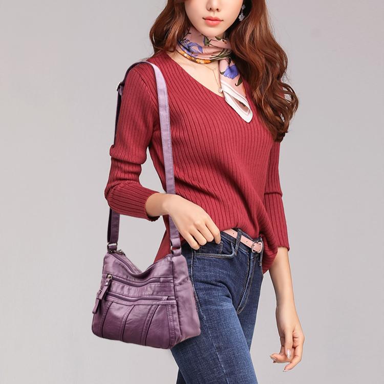 Kryssveske for mamma Ny Vasket Mykt Skinn Dame Liten Veske Allsidig Skulderveske