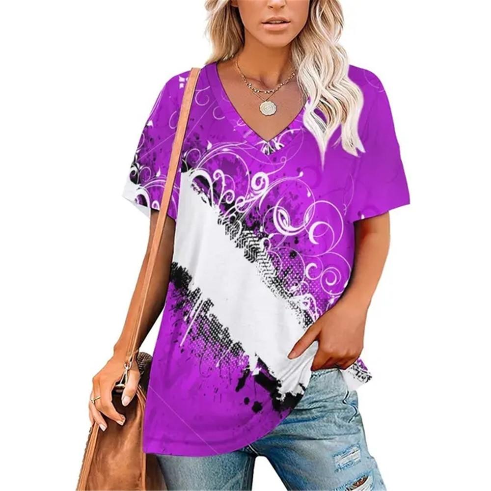 Сексуальная футболка с V-образным вырезом и принтом в виде градиента и граффити — фото 3