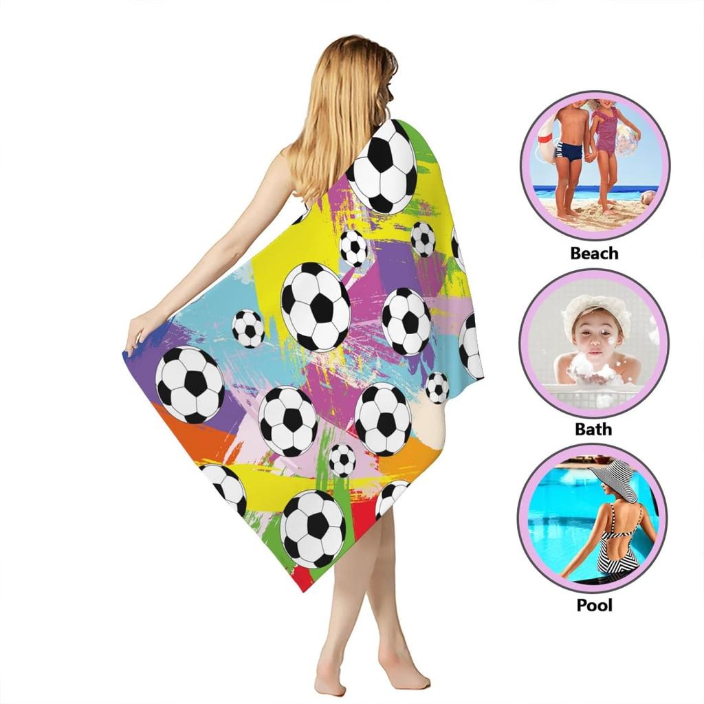 Football Arts Pattern Beach Towel for Family Stuff Friend Gifts Quick-Dry For Bath Yoga Tourism Beach GYM Camping Swimming Towel