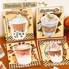 24Pcs Office School Supplies Cute Milk Tea Coffee Cute Heart Pocket Decoration Note Student Can Tear Off Message Notes