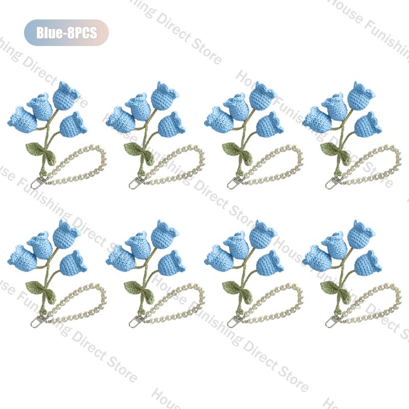 1-10PC Handmade Weaving Bag Pendant Lin Orchid Keyring Love Girl Pearl Chain Keychain Decoration Car Pendant Diy Bag Accessories