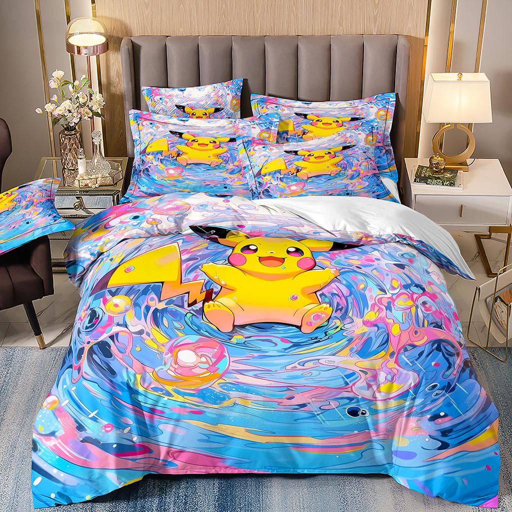 Pokemon Pikachu Bedding CollectionCartoon Anime Quilt Cover For Kids Boys Girls GiftBedding Cover And Pillowcase 7550Cm
