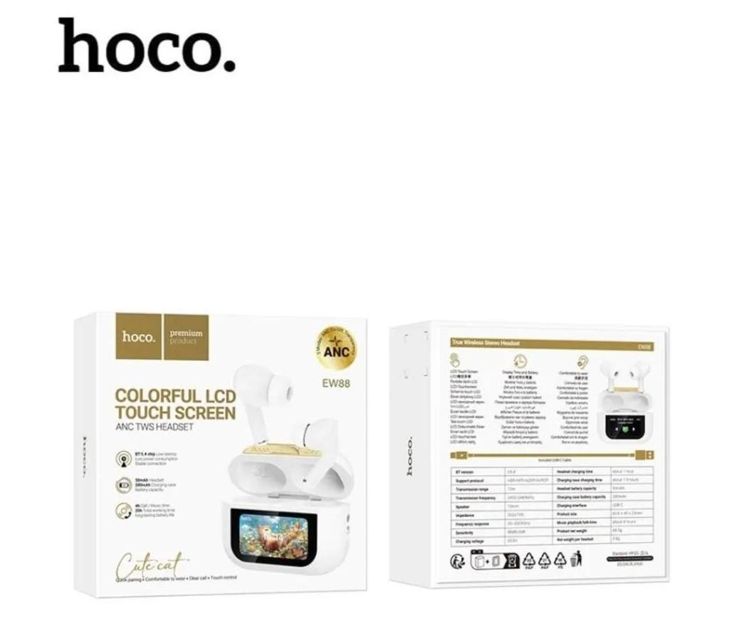 HOCO EW88 Wireless Earphones with Bluetooth 5.4, Touch Screen, and Noise Reduction