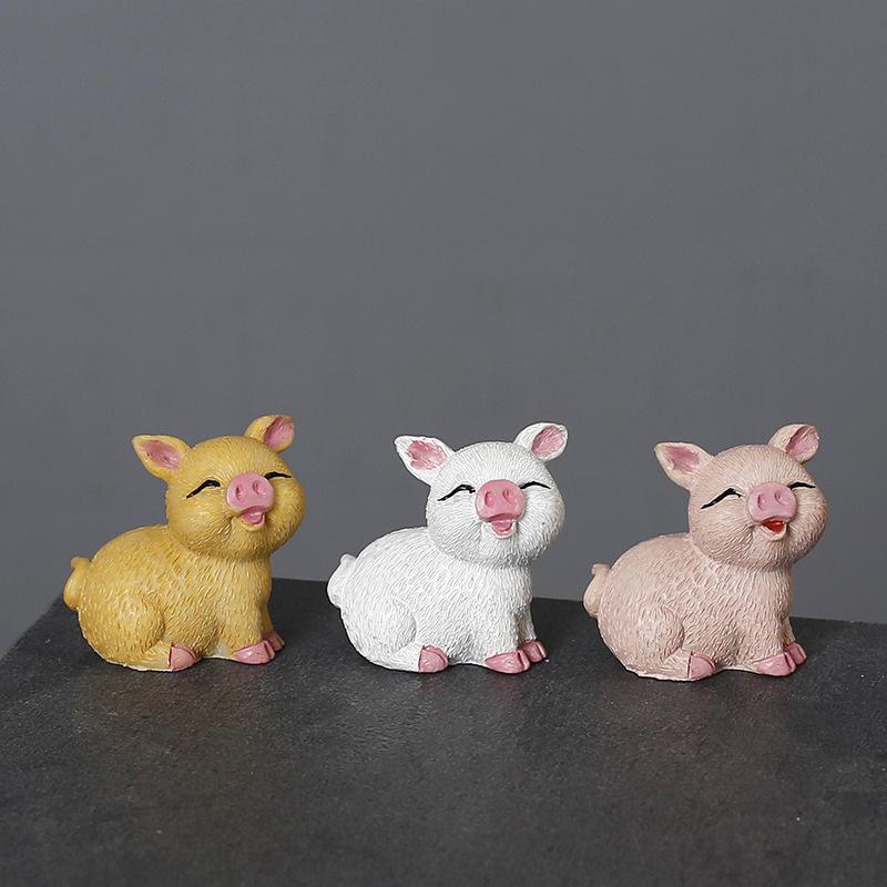 Creative Small Cute Resin Animal Shape Flower Pet Figure Diy Micro Landscape Doll Ornament