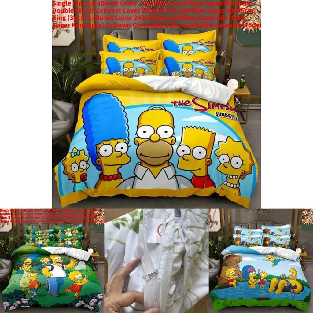 The Simpsons Cartoon Bedding Set With Reactive Dye Printing For Modern Home Decor