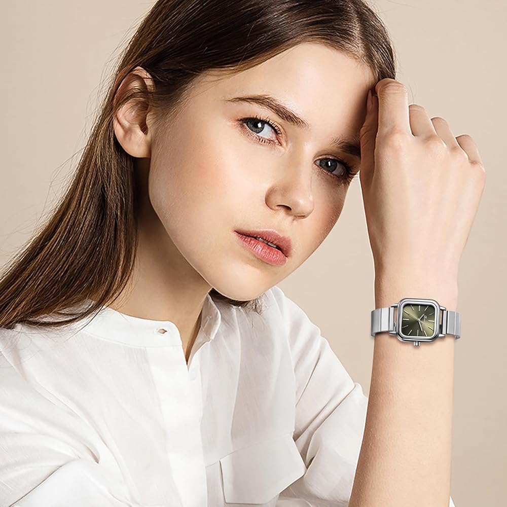 Square Women's Waterproof Analog Watch Silver Casual Antique Fashion Accessory
